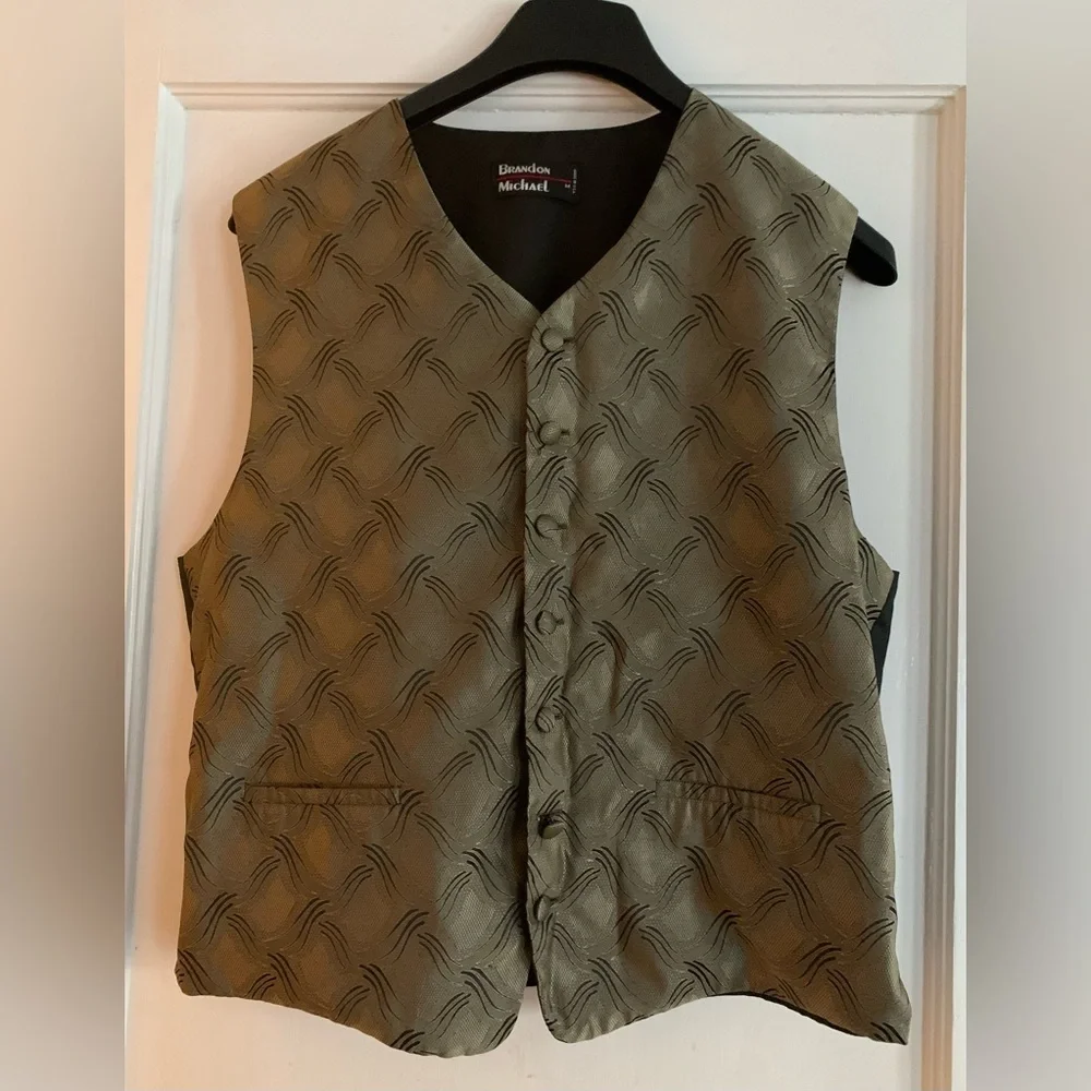 Vintage Michael Brandon Vest Men Med Steampunk Olive/brown USA